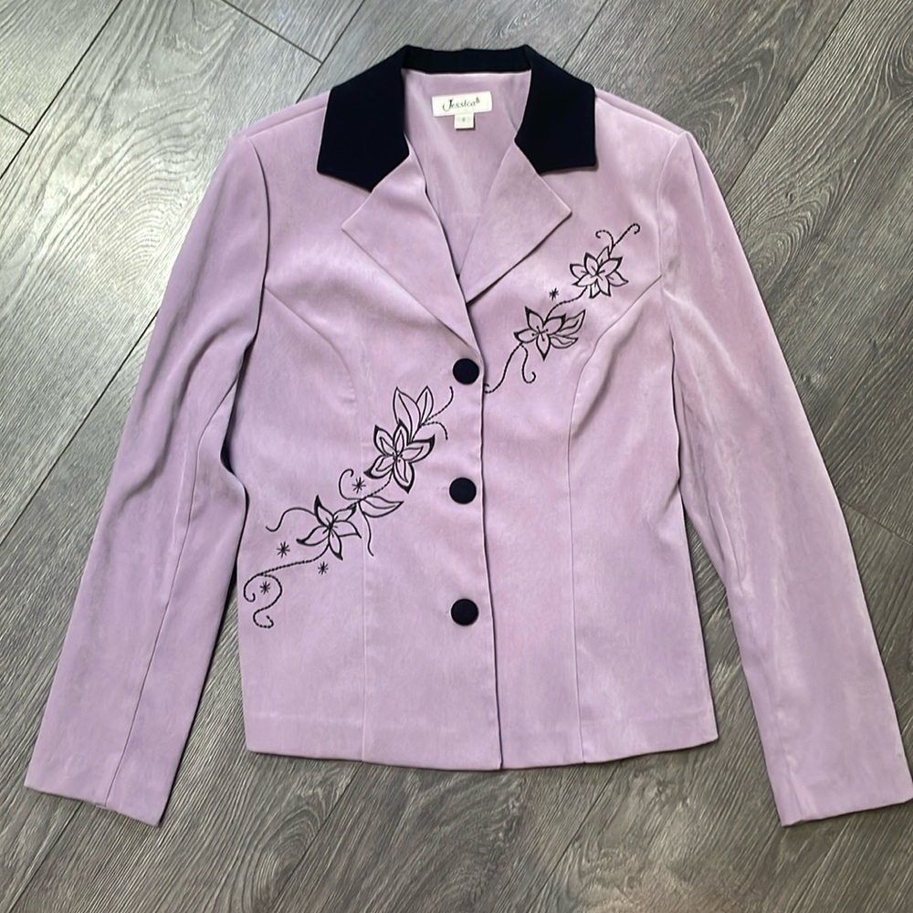 Purple Half-Button up Blazer W/Shoulder Pads